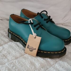Dr. Martens Black and Blue Lace Up Boots with Signature Style